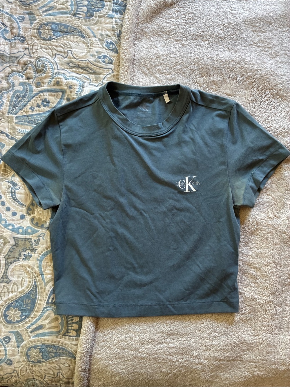 Kith Crewneck Tee in Dusty Teal